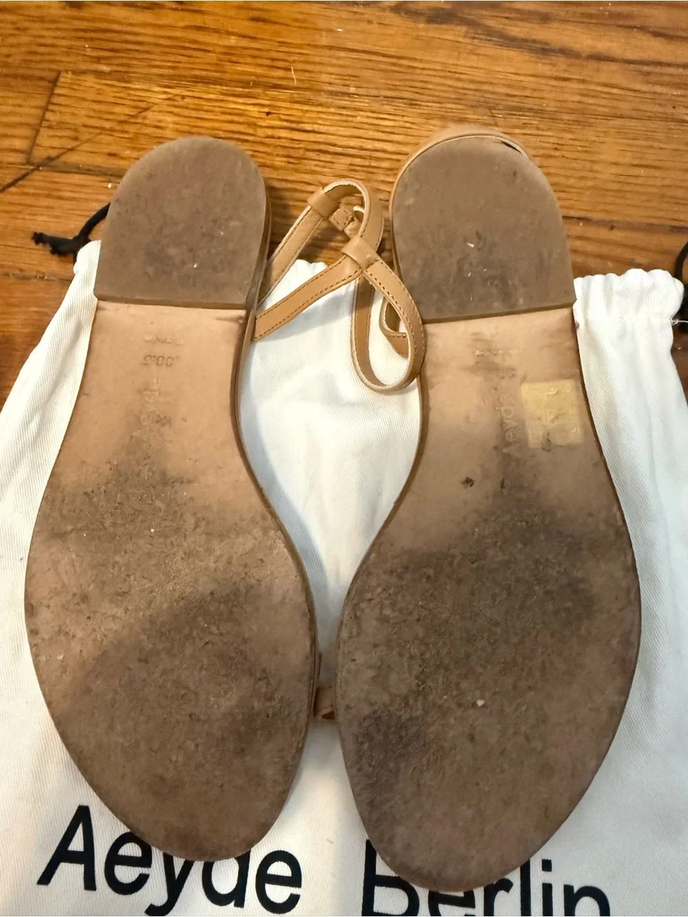 Aeyde Nettie Leather Strap Sandals in tan!
